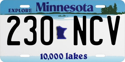 MN license plate 230NCV
