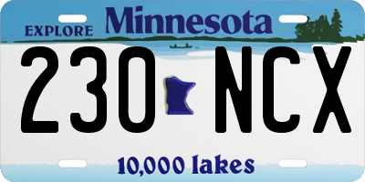 MN license plate 230NCX