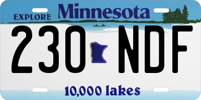 MN license plate 230NDF