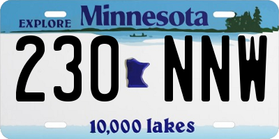 MN license plate 230NNW