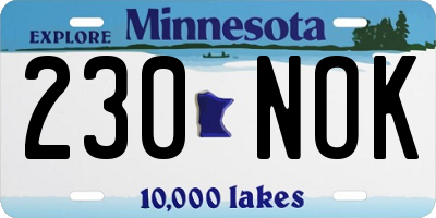 MN license plate 230NOK