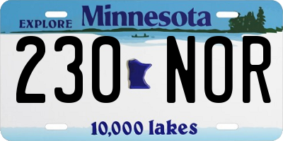 MN license plate 230NOR