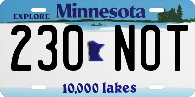 MN license plate 230NOT