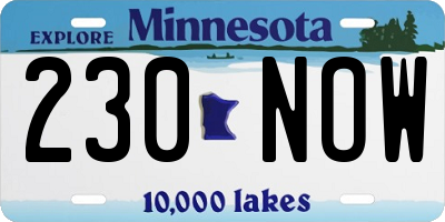 MN license plate 230NOW