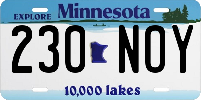 MN license plate 230NOY