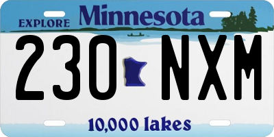 MN license plate 230NXM