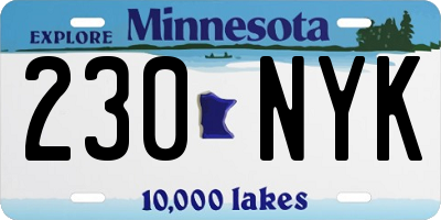 MN license plate 230NYK