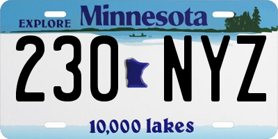 MN license plate 230NYZ
