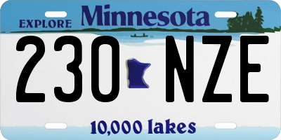 MN license plate 230NZE