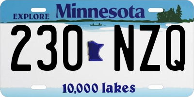 MN license plate 230NZQ