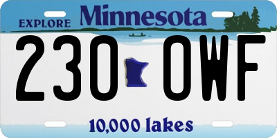 MN license plate 230OWF
