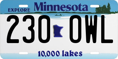 MN license plate 230OWL