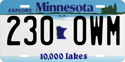 MN license plate 230OWM