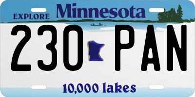 MN license plate 230PAN