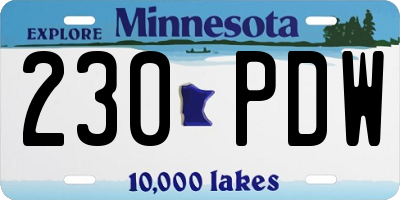 MN license plate 230PDW