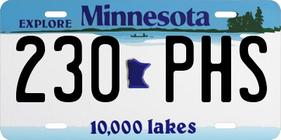 MN license plate 230PHS