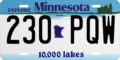 MN license plate 230PQW
