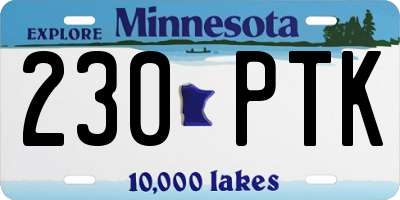 MN license plate 230PTK