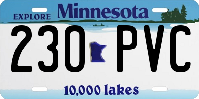 MN license plate 230PVC