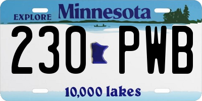MN license plate 230PWB