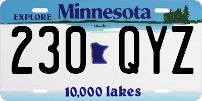 MN license plate 230QYZ