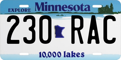 MN license plate 230RAC