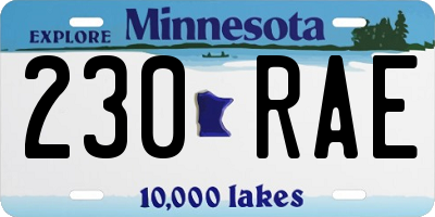 MN license plate 230RAE