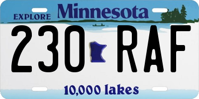 MN license plate 230RAF