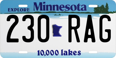 MN license plate 230RAG