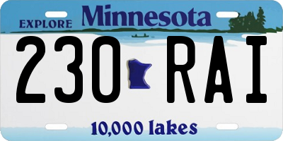 MN license plate 230RAI