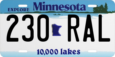 MN license plate 230RAL