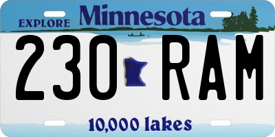 MN license plate 230RAM