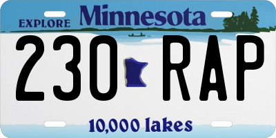 MN license plate 230RAP
