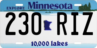 MN license plate 230RIZ