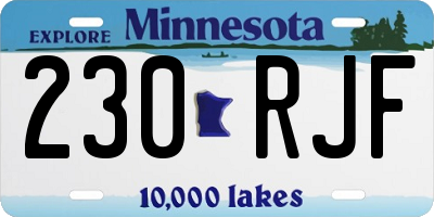 MN license plate 230RJF