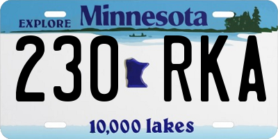 MN license plate 230RKA