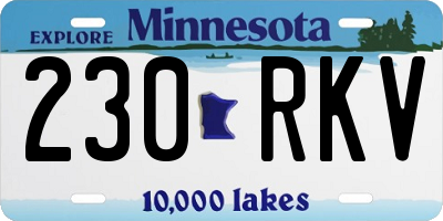 MN license plate 230RKV