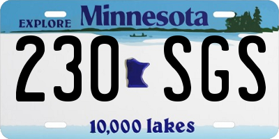 MN license plate 230SGS