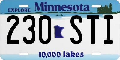MN license plate 230STI