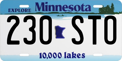 MN license plate 230STO