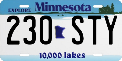 MN license plate 230STY