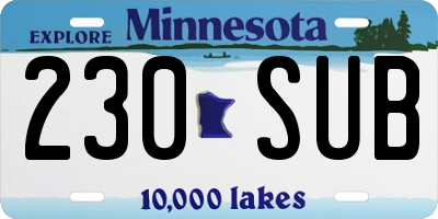 MN license plate 230SUB