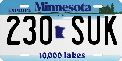 MN license plate 230SUK