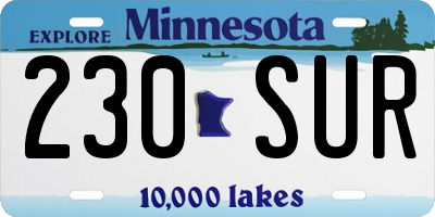 MN license plate 230SUR