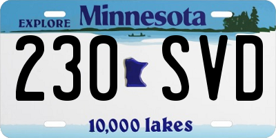 MN license plate 230SVD