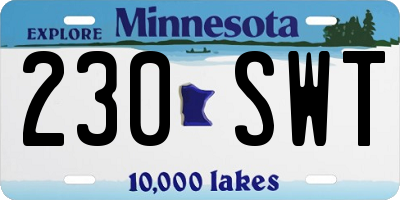 MN license plate 230SWT