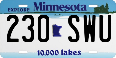 MN license plate 230SWU