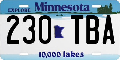 MN license plate 230TBA