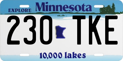 MN license plate 230TKE