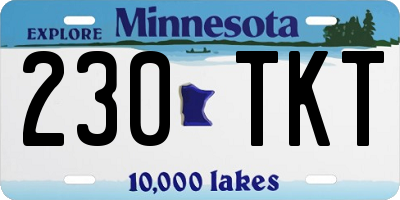 MN license plate 230TKT